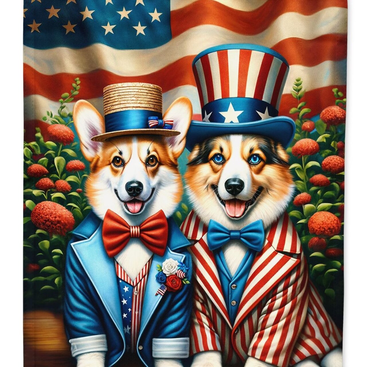 Edge Collections - 28" X 40" - Multicolor - All American Corgi Large Porch - 1 Piece